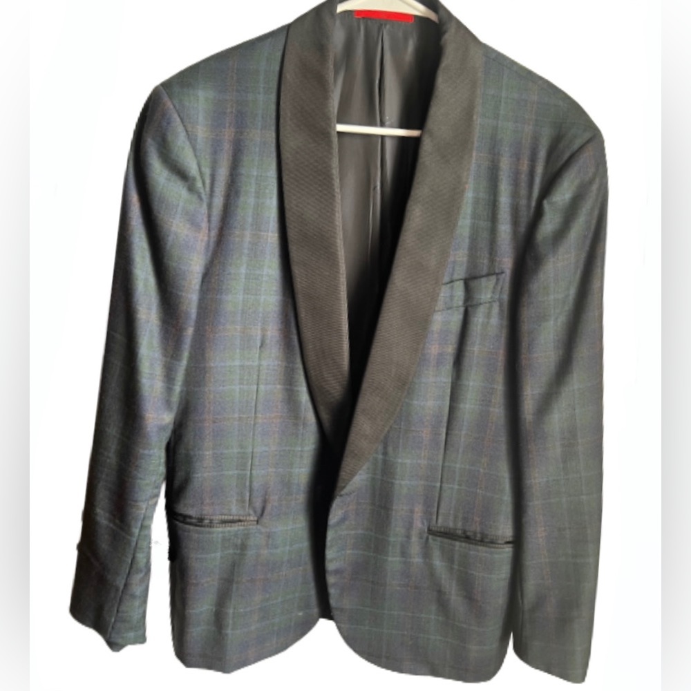 ISAIA Vintage Sport Jacket blazer size 40R navy green plaid Made in Italy.